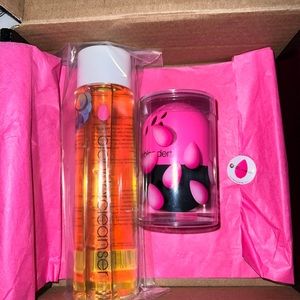 New BeautyBlender Sponge, Sponge pink & black Storage & Sponge Cleaner Bundle